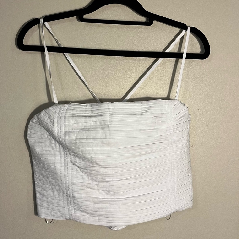 Madewell Poplin Crop Tube Top sz 4 NWT, Preppy, Summer - Picture 2 of 8